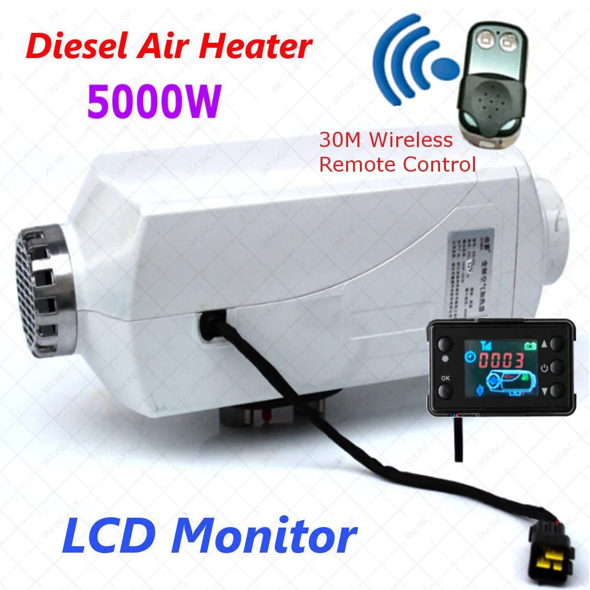 

5000W Air diesel- Heater LCD Monitor 5 KW 12V for trucks motor-homes boats bus With Renote Control