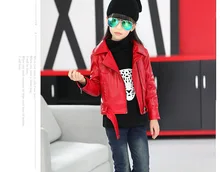 New 2016 girls casual jacket long sleeve high quality leather jacket girls spring outwear girl leather