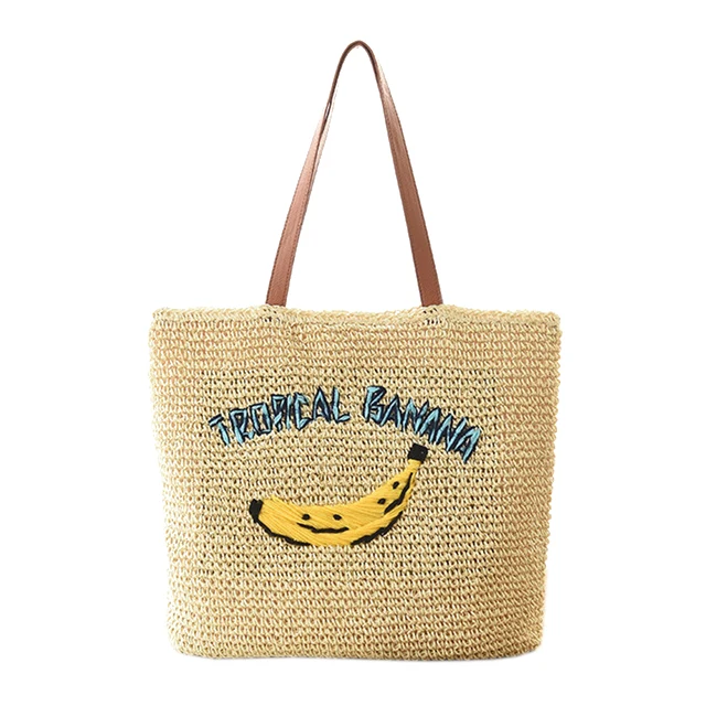 LJL Hot Handmade Bali Beach Bag Bohemian Summer Straw Handbag Rattan