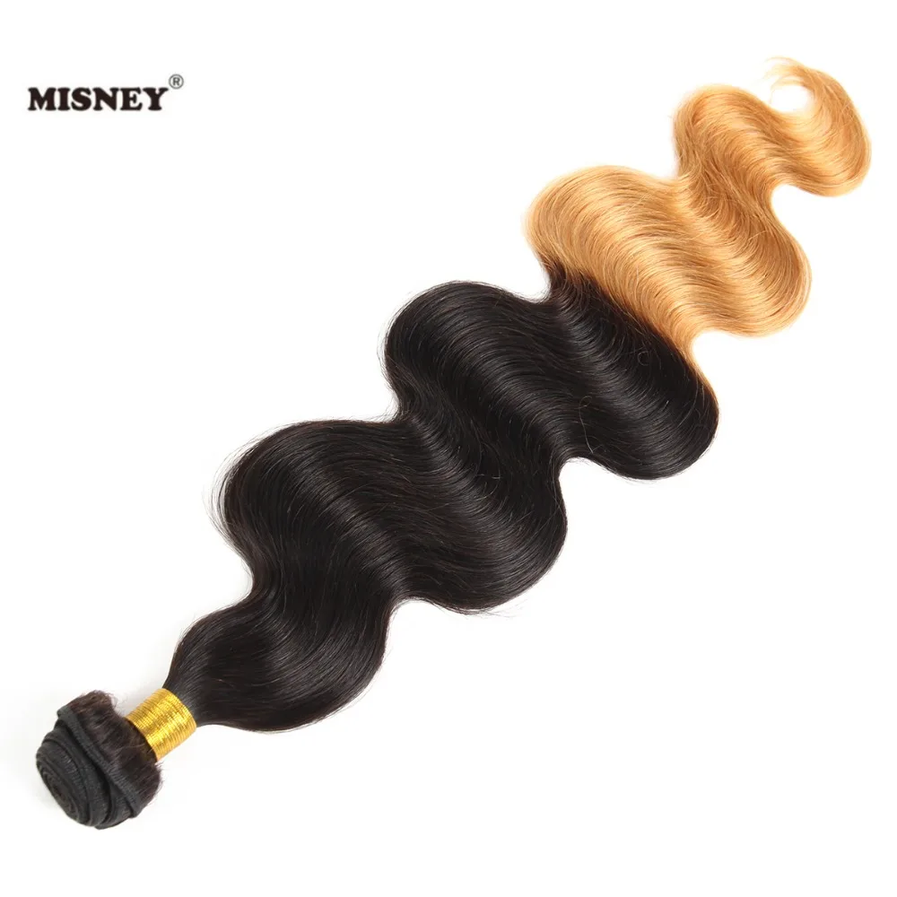 Новое поступление Омбре 3 пучка 100 г девственные накладные волосы Омбре волнистые двухцветные черные и светлые человеческие волосы ткачество пучки
