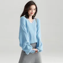 2018 autumn new arrival v-neck loose sweater women thin pullover sweater women's fashion pullover y8037 цена 2018 autumn new arrival v-neck loose sweater women thin pullover sweater women's fashion pullover y8037 цены онлайн