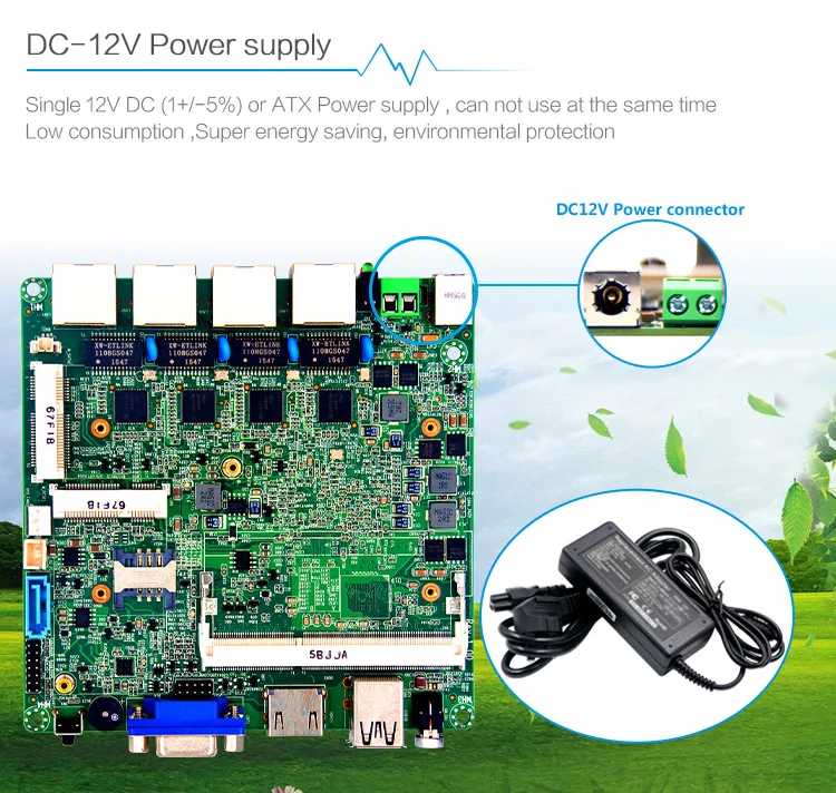 Nano 12*12 см плата ПК с E3945 2G/4G/8G ram 4* Lan порт 1* Mini-PCIe 1* USB2.0/1* USB3.0 sup порт wifi/3g модуль