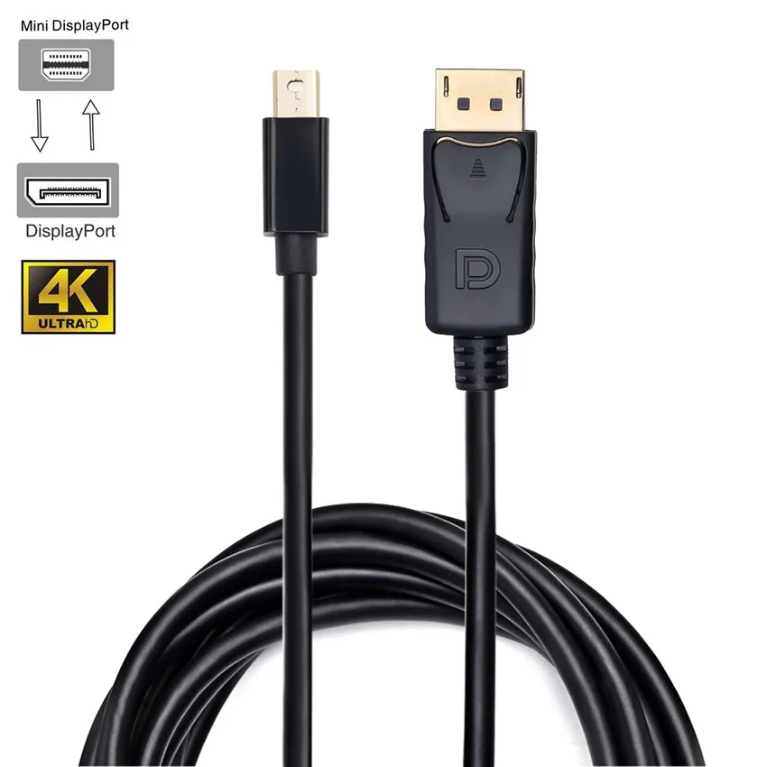 Mini DisplayPort to DisplayPort Thunderbolt 2 Cable Male to Male Mini dp to DP 4K Adapter