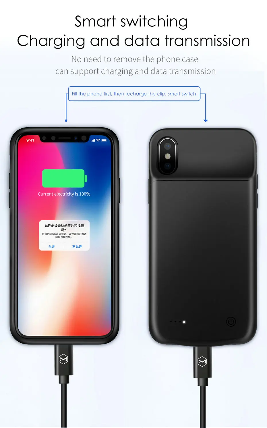 Mcdodo Battery Charger Cases for iPhone X 3200mAh Power Bank Case Ultra thin External Pack Backup Listen Music charger case (10)