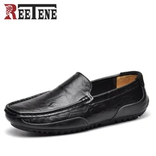 REETENE/Брендовые мужские лоферы из натуральной кожи; Высококачественные мягкие мокасины; мужская повседневная обувь; модная мужская обувь на плоской подошве; Gommino; обувь для вождения