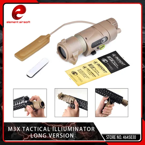 Tocha para um Elemento Airsoft Sistemas Guerreiro Longo Ver Filtro ir Iluminador – Peq-16a Picatinny Trilhos M3x Luz L-3