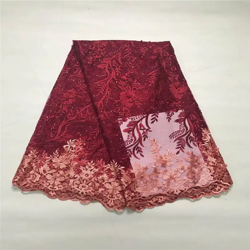 

DF!High Quality African Lace Fabrics Peach Color Nice French Net Embroidery Sequins Tulle Lace Fabric For Nigerian Party! P40815