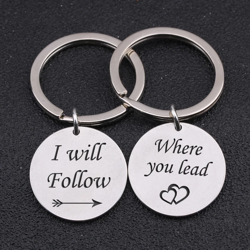 

I Will Follow Where You Lead Couples Pairs Of Keychains Lovers Present Valentine`s Day Keepsake Accessories Keyring Girlfriend