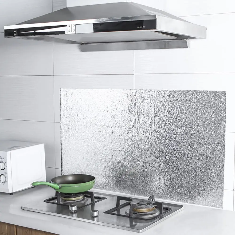 

Kitchen Wall Stove Aluminum Foil Oil-proof Stickers Anti-fouling High-temperature Self-adhesive Tailorable Wall Sticker 40*100cm