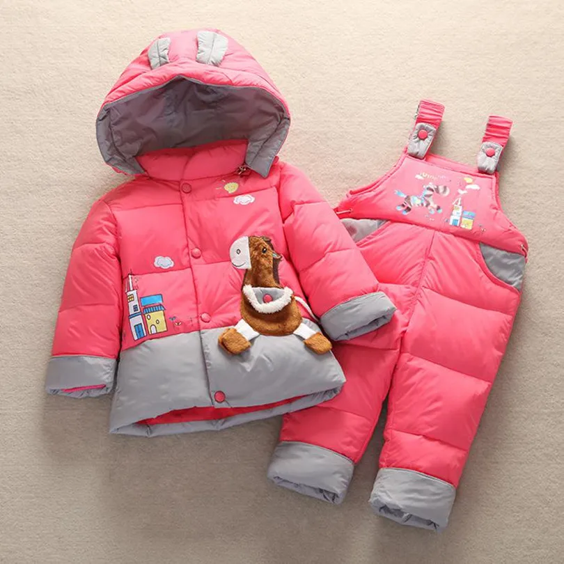 2018 Winter Children Baby Kids Duck Down Jacket Set Pants-Jacket Autumns Boy Clothing Parka Hoodies Outerwear Girls Coat Jacket