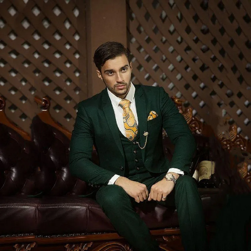 

Green Blazer Men Tuxedo Suit Jacket Men Suits for Wedding Slim Fit 3 Pieces Custom Formal Suit Men with Pants Vest Custom Made