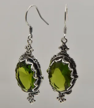 

Free shipping the 2015 new crown in paragraph 7.1 ct olivine Edward women 1910 vintage 925 sterling silver earrings