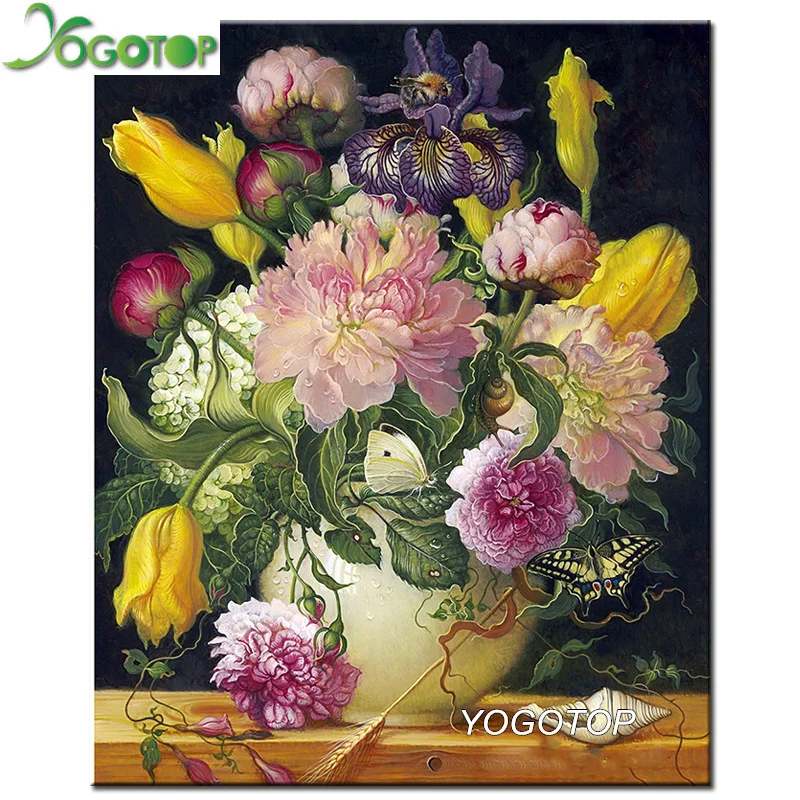 

YOGOTOP peony Flowers Diy Diamond Painting Cross Stitch Full Diamond Embroidery 5D Needlework Square Diamond Mosaic Kits ZB723