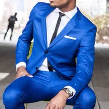 Портной сделал синий Slim Fit Мужские свадебные костюмы выпускного вечера 2 шт. свадебный смокинг Блейзер Лучшая мужская одежда terno masculino