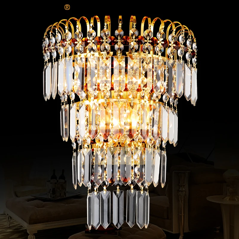 

European Crystal Wall Light Modern led Crystal Light Hotel Bar Living Room Background Decoration Wall Lamp Bedroom Wall lamps