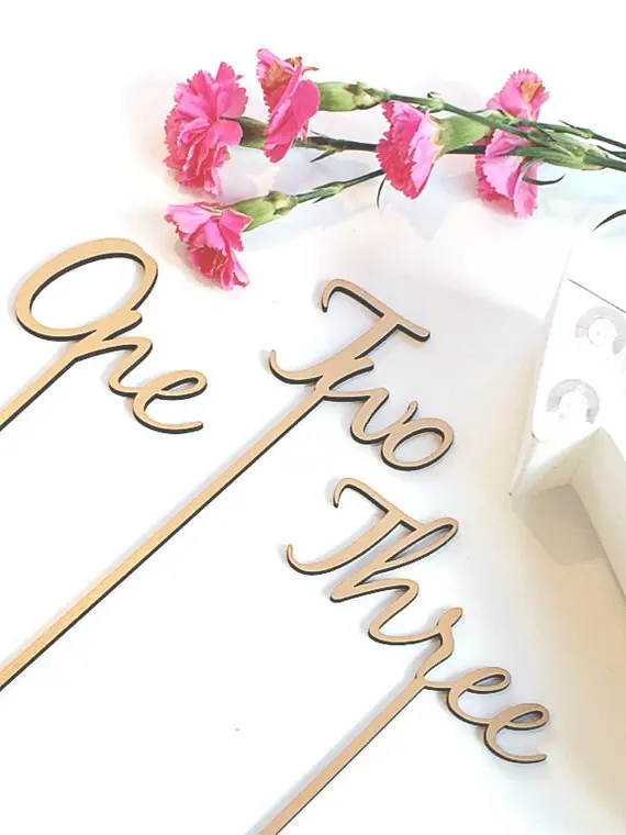 

Wooden Table Numbers with base - Table Numbers on Sticks - Wedding Table Numbers Small