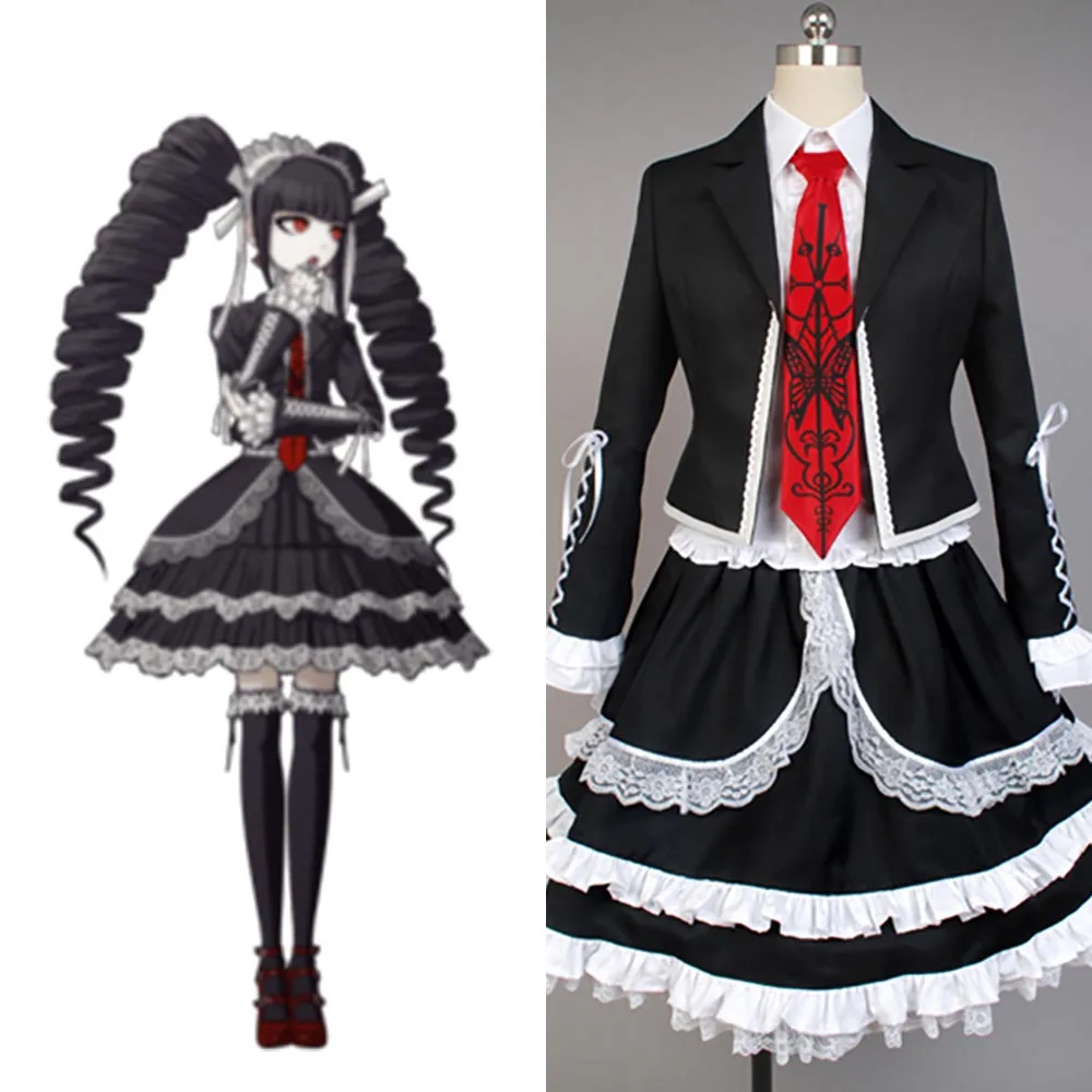 Danganronpa Dangan Ronpa Celestia Ludenberg Cosplay Costume Uniform Long Sleeve Top Short Dress Anime Halloween |