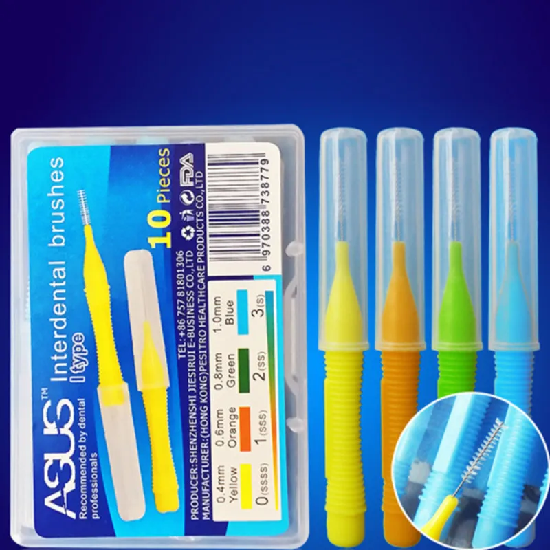 

10Pcs/Box 0.4-1mm Push-Pull Interdental Brush Soft Slim Dental Floss Toothbrush Orthodontic Wire Brush Oral Care Toothpick