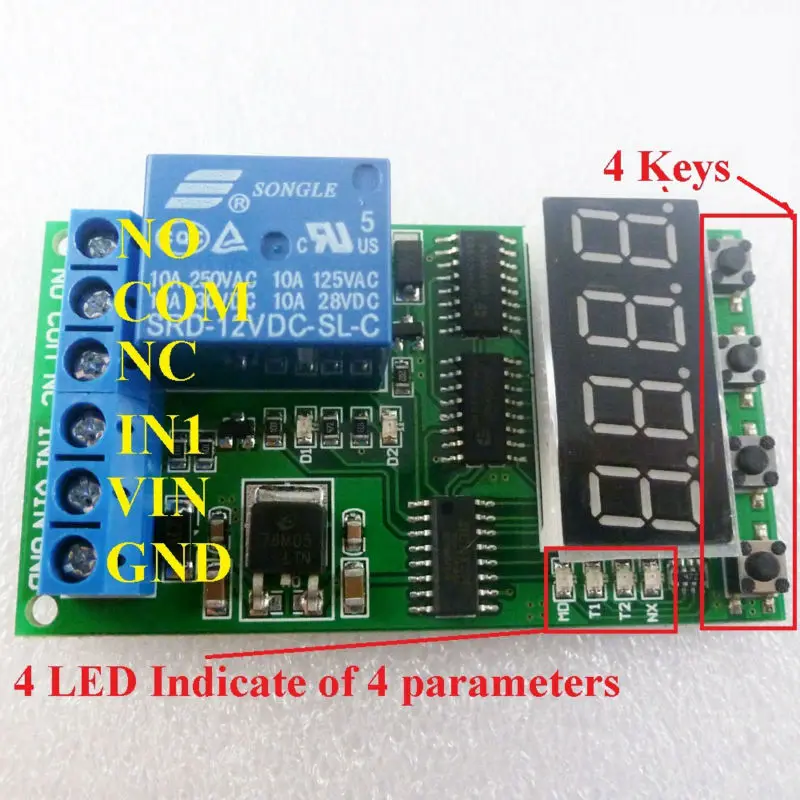 

DC 12V High-Trigger Multifunction Self-lock Relay PLC Cycle Timer Module Delay Time Switch