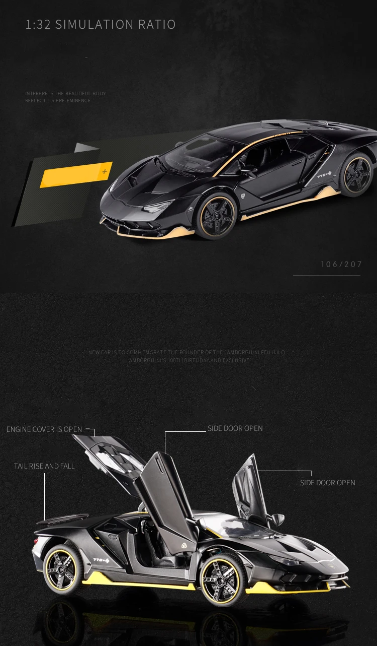 KIDAMI 1:32 Aventador 770-4 сплав Diecast тянуть назад автомобиль игрушка со светом Musik подарок игрушки Hohe моделирование для Junge MINIAUTO siku