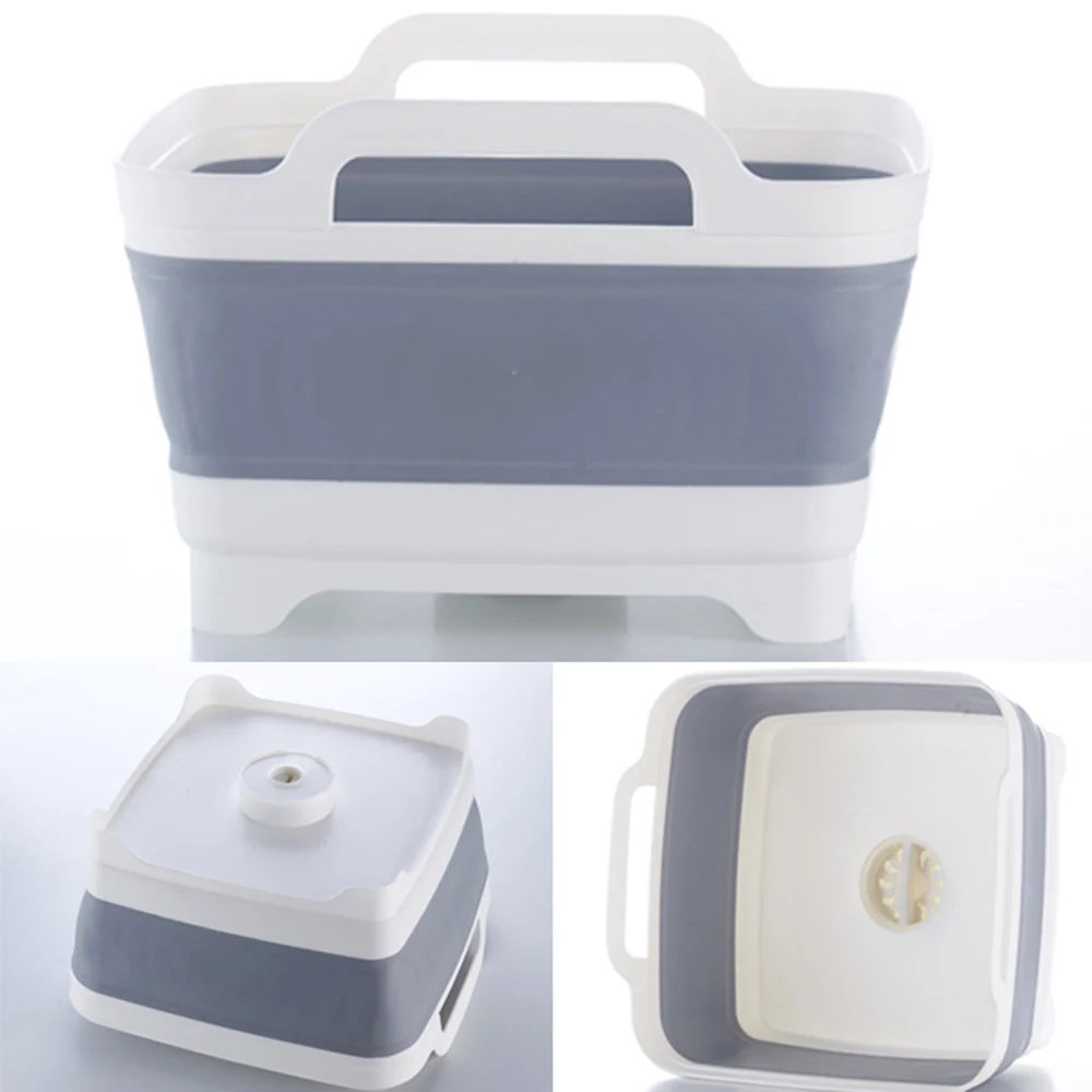 

Foldable Basin Sink Square Fruit Vegetable Washbasin Large Capacity Home Organizer Storage Basin Travel Outdoor Portable Basins
