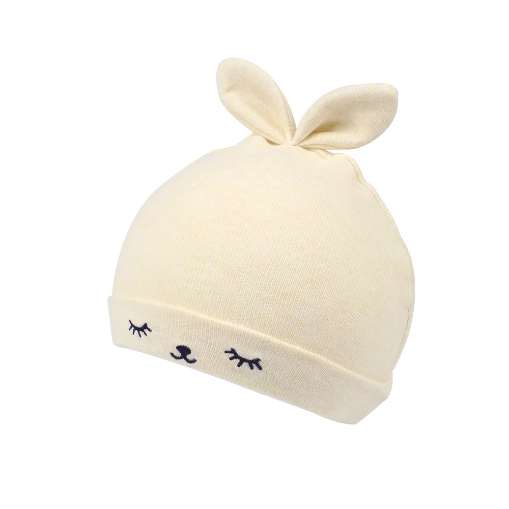 Cartoon Rabbit Baby Beanie Hat Cute Ears Newborn Tire Hat For Boys Cotton Comfortable Infant Beanie Spring Baby Girls Clothing (13)