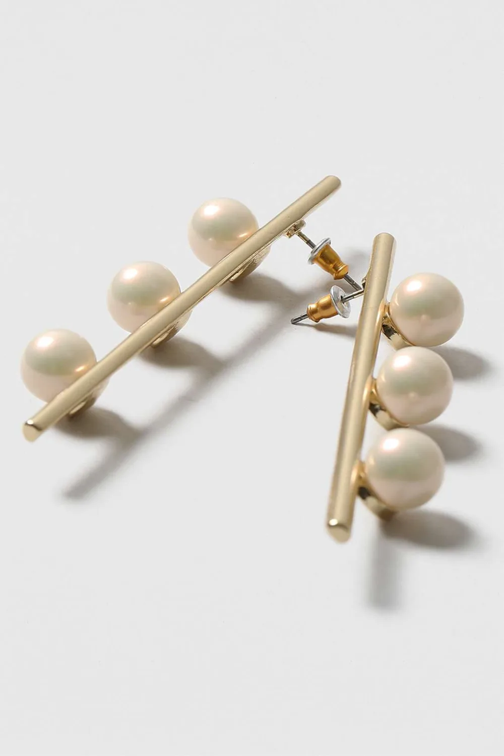 

Timeless Wonder Sweet Faux Pearl bar Drop Earrings Girl Party Gift Brincos Korean runway triple geo top office glam fashion 4423