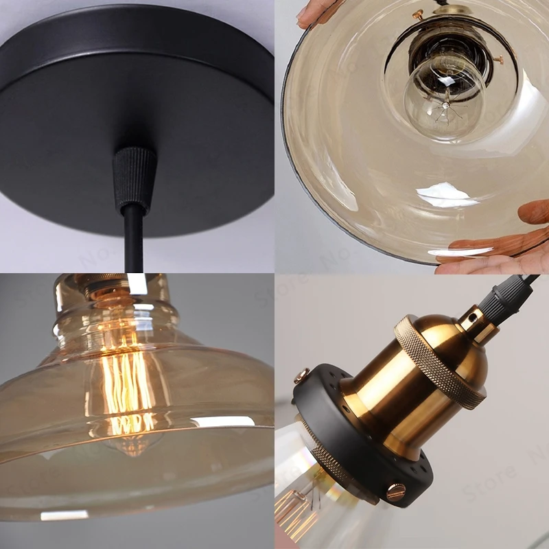  GZMJ LED Glass Rope Industrial Vintage Pendant Lights Hang lamp Smoky Grey Lamparas De Techo Colgan - 4000031709873
