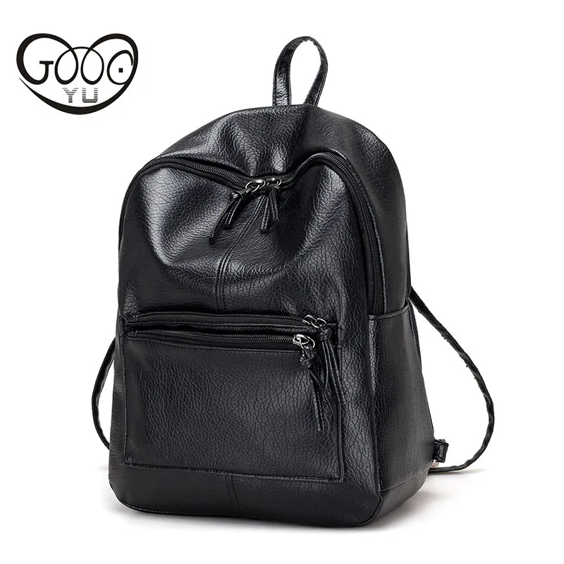 

Zipper dark box solid color Travel Backpack version of the vertical section Women Leather Backpack Leisure Student Schoolbag