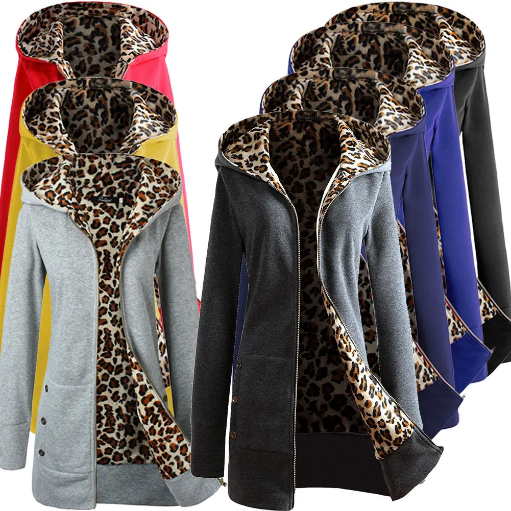 Толстовки женские толстовки осень зима утолщенные леопардовые пуловеры с капюшоном повседневные с длинным рукавом вязанные Харадзюку большие худи