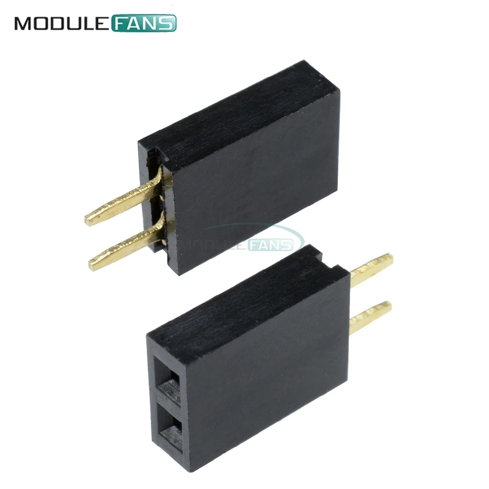 

50PCS Single Row 1x2 1*2 2P 2PINS 2 PIN Pins 2.54mm Pitch Female Header Straight Diy Electronic 2.54 mm