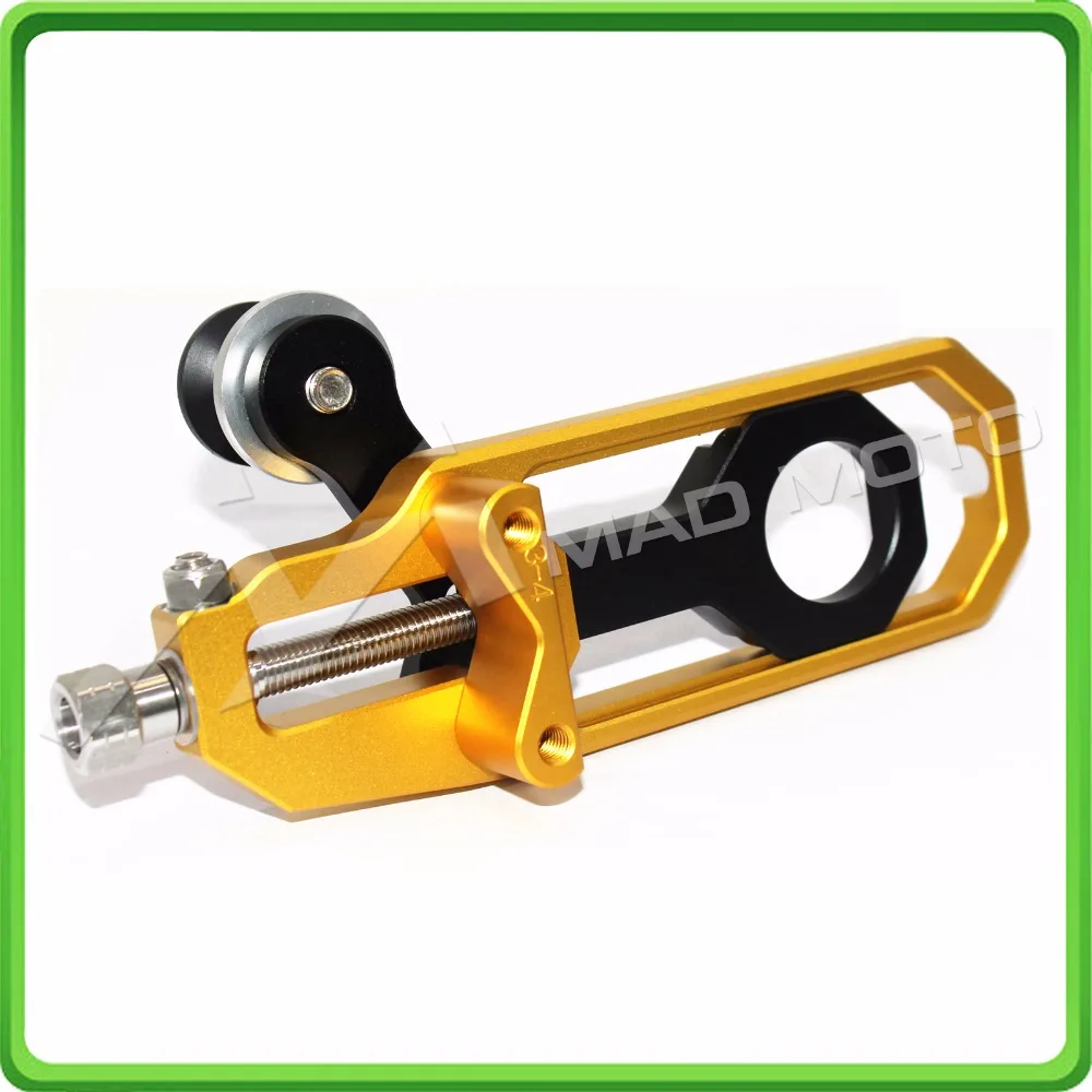 Motorcycle Chain Tensioner Adjuster with spool fit for Suzuki GSXR 600 GSX-R 750 2011 2012 2013 2014 2015 2016 Gold & Black (9)