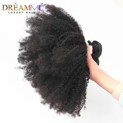 Монгольский афро кудрявый вьющиеся волосы 3 Связки 4B/4C натуральный черный 1B цвет 100% натуральные волосы Weave Мечтая queen товары remy