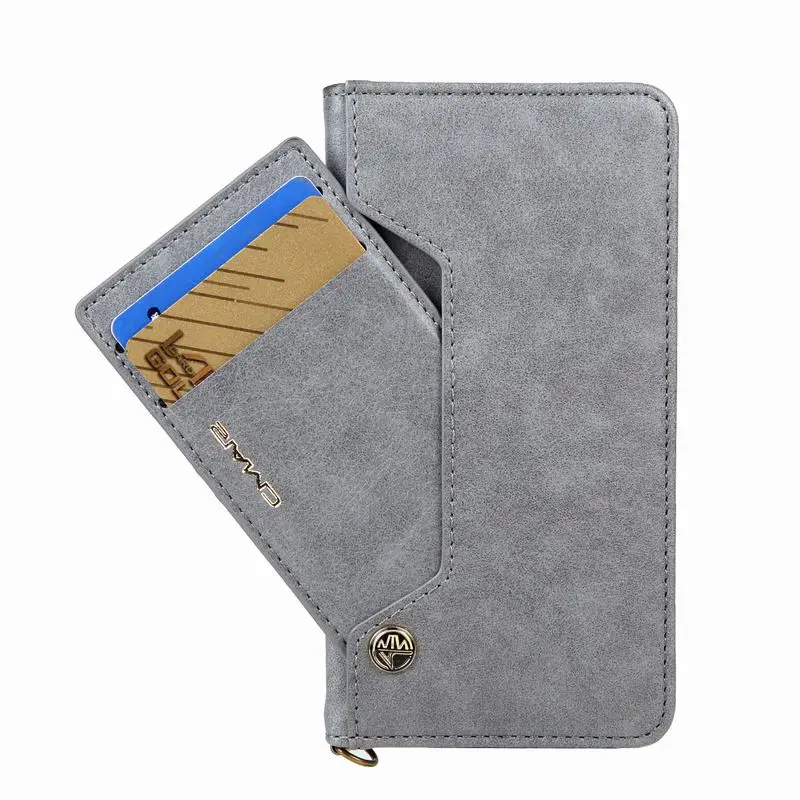Креативный кожаный флип-чехол со слотом для карт для iPhone 7 7 Plus, брендовый Чехол-кошелек для iPhone 7, чехол-подставка, Coque Fundas для iPhone7 plus - Цвет: Серый