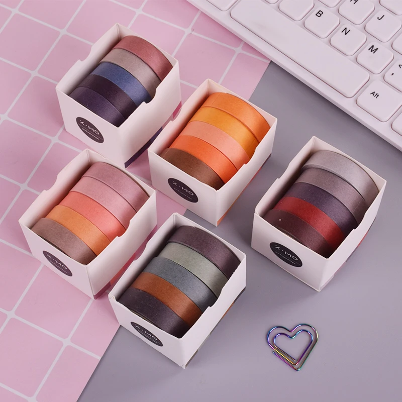 

5 Pcs/Box Color Simple washi tape diy decoration for scrapbooking masking tape adhesive tape