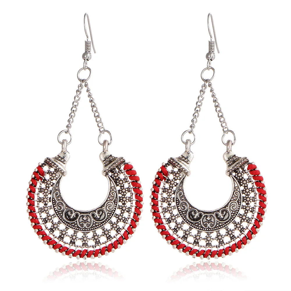 

Charms Bohemian Dangle Drop Earring for Women Long Black Red Dangling Earrings Vintage Statement Jewellery Earrings Gifts