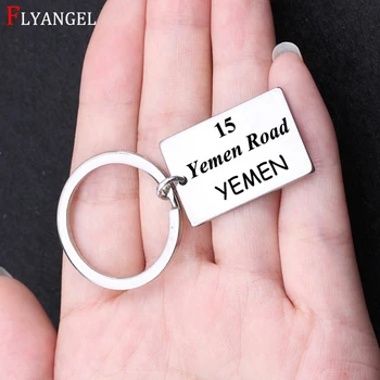 

Fashion Jewelry Engraved 15 Yemen Road Chandler Bing Friends Tv Show Inspired Keychain For Friends Funny Stainless Keyring