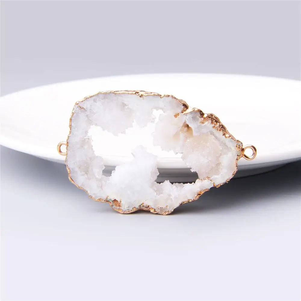 Золотой белый цвет Натуральный druzy Кулон Агаты Druzy коннектор dryzy Хрустальный