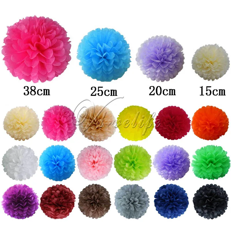 6 8 10 15 Diy Tissue Paper Pom Poms Flower Kissing Ball Props