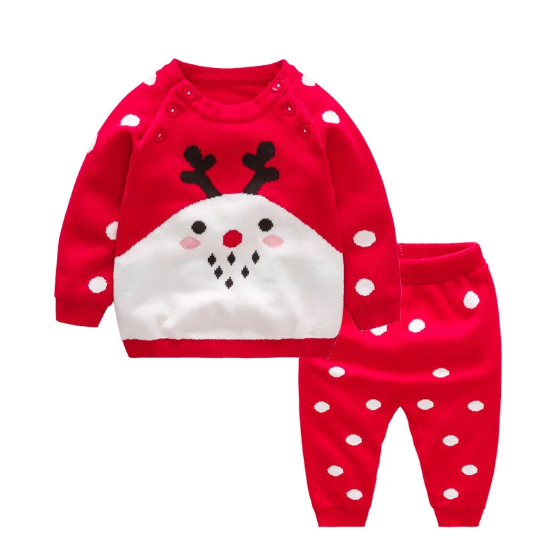 Infant Clothes 2018 christmas Set for Girls Animal Sweater Baby Boys Clothing Pullover+Pants Suit Newborn Kids | Детская одежда и