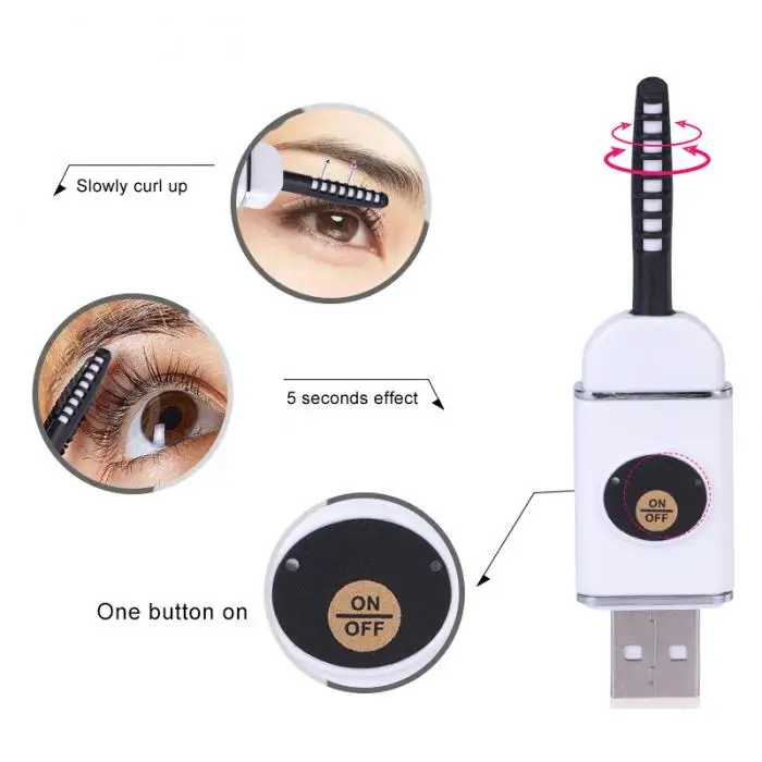 Heated Eyelash Curler USB Rechargeable U Disk Shaped Eyelash Curling Tool Mini Lash Curler 669
