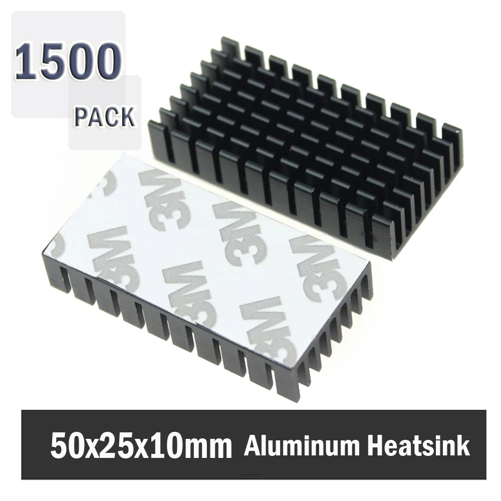 

1500Pcs Gdstime 50*25*10mm Heatsink Aluminum Black Anodize Heat Sink Cooler computer Power Transistor IC LED Semiconductor