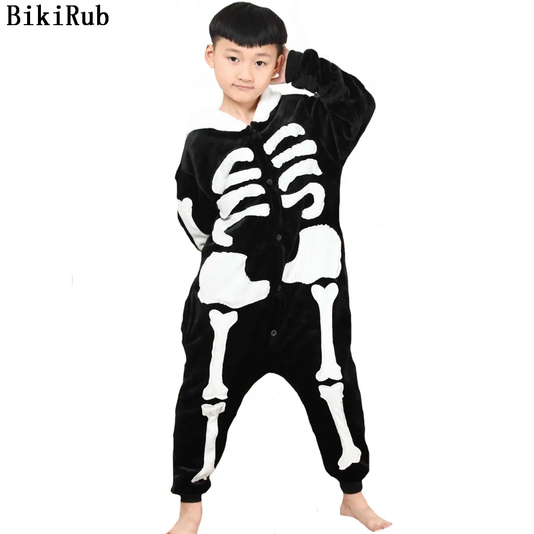 

BIKIRUB Children Pajamas Winter Sleepwear Onesies Boys Girls Pajama Set Cute Skeleton Cartoon Animal Kids Pyjama Flannel Pijama
