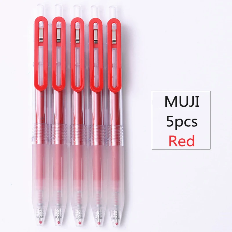 5/10 шт. MUJI гелевая ручка цвет: черный, синий красные чернила гладкая Пресс пишущие ручки милые Цвет набор ручек для офиса школы стационарные экзамен - Цвет: 5pcs red