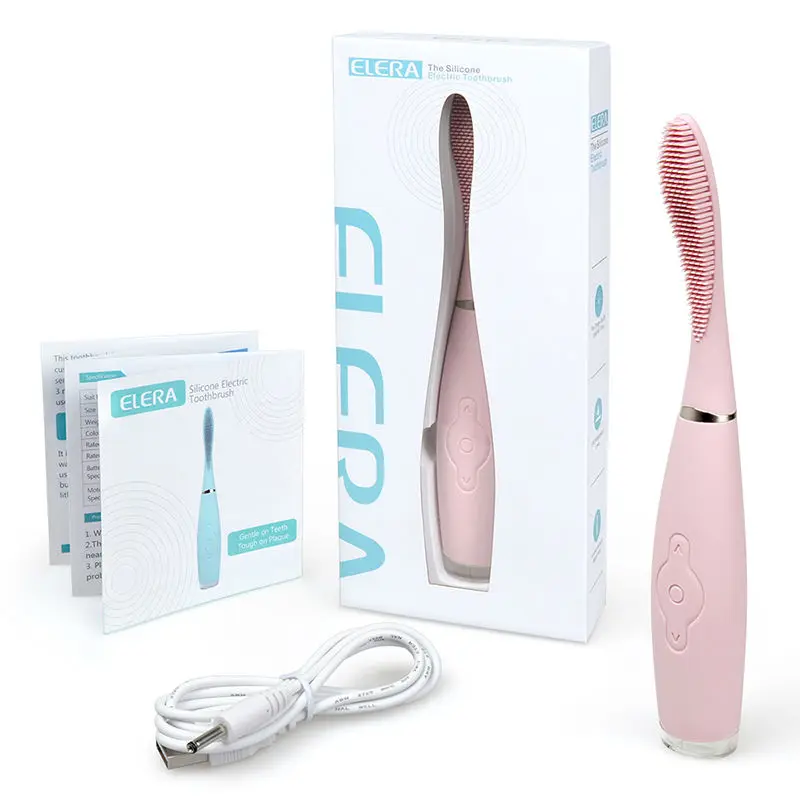 

Pink USB Rechargeable Silicone Sonic Electric Toothbrush Waterproof Deep Clean Teeth Whitening Electric Teeth Brush Oral Health