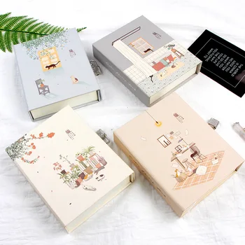 

1pc Notebook Paper Planner Diary With Lock Bullet Journal Agenda School Hand-painted Note Book Calender Travelers Notbook Study