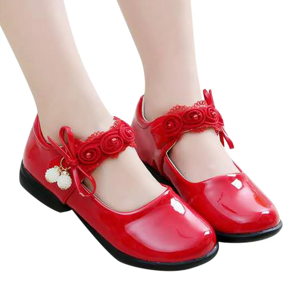 

Children Infant Kids Baby Girls Pearl Lace Flower Dance Single Princess Shoes Crystal Cosplay Party Dance Shoes Girls Flats