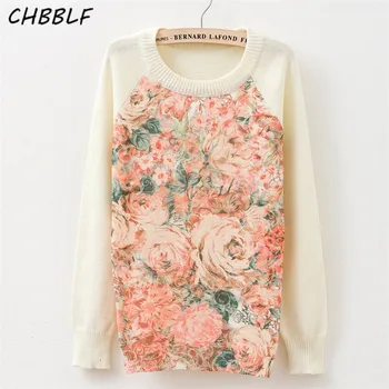 

Wool Blend Brand Digital printing Pattern Pullover O-neck Long Sleeve Knitwear Stylish Casual Slim Knitted Women's Sweaters Tops