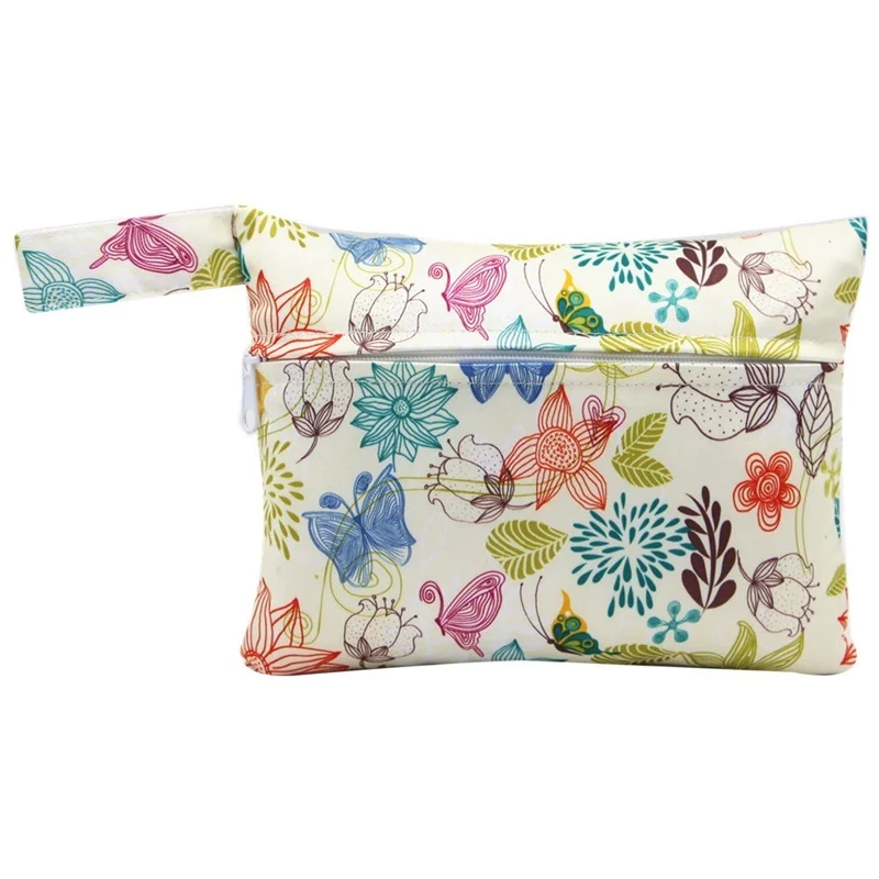 

14*18cm Waterproof Washable Nappy Bag Mini Printed Nursing Pads Diaper Bag Maternity Sanitary Pad Bag Zipper Wet Bag