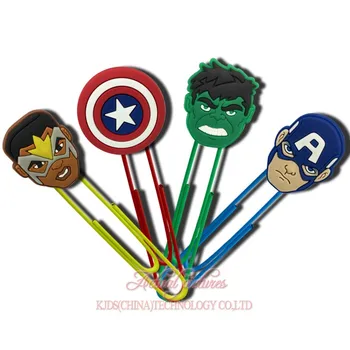 

Free Shipping 40pcs Avengers PVC Cartoon Paper Clips Holder,Bookmarks Magazine Label Reading,Kids School Supplies Children Gift